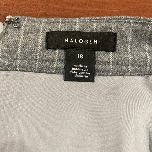 NWT Halogen Button Detail Faux Wrap Gray Pinstripe Skirt Womens Sz 18 - Picture 11 of 12
